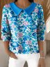 Casual Floral Imitation Cashmere Shawl Collar Sweater