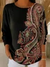 Paisley Crew Neck Loose Vintage Sweater