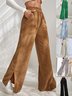 Women's  Elastic Waist H-Line Wide Leg Pants Daily Going Out Pants Deep Brown Casual Split Joint Plain Spring/Fall Pants