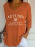 V Neck Simple Loose Letter Pattern T-Shirt