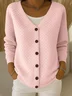 V Neck Casual Regular Fit Cotton Cardigan