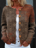 Loose Crew Neck Knitted Ethnic Cardigan