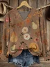 Halloween Loose V Neck Casual Sweater