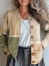 Crew Neck Multicolor Block Knitted Ethnic Cardigan