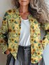 Loose Casual Crew Neck Floral Cardigan