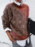 Women's Abstract Print Casual Long Sleeve Crew Neck Sweater