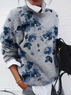 Women's Floral Print Casual Long Sleeve Crew Neck Sweater