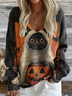 Loose Halloween V Neck Casual Sweater
