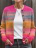 Women's Abstract Print Casual Button Cardigan