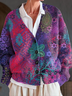 Women's Floral Print Casual V-Neck Button Cardigan