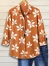 Women's Long Sleeve Shirt Spring/Fall Yellow Brown Floral Buckle Shirt Collar Regular Sleeve Daily Going Out Casual Top