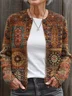 Women's Abstract Print Casual Button Cardigan