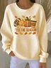 Crew Neck Maple Leaf Casual Sweatshirt