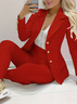 Women's Elegant Two-Piece Set Nude Fashion Button Slim Lapel Anti-Wrinkle Fabric Top Pants