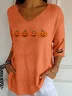 V Neck Vintage Halloween T-Shirt