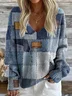Vintage Loose Geometric V Neck Sweater