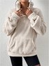 Split Joint Casual Loose Plush And Fleece Women's Stand Collar Zipper Sweatshirt