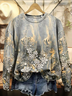 Women's Floral Print Casual Crew Neck Long Sleeve Sweatshirt