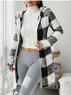 Casual Hoodie Color Block Trench Coat