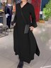 Casual Plain Shirt Collar Maxi Dress