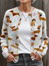 Loose Casual Animal Picture Cardigan