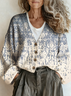 Gradient Pattern Boho Loose V Neck Cardigan