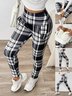 Printing Casual Plaid Extra Thick Lambskin Printed Leggings for Women Winter Plus Velvet Thickened Outerwear Pockets High Waist Warm Cotton Leggings