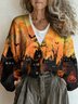V Neck Boho Halloween Loose Cardigan