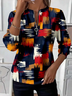 Women's Abstract Print Casual Zipper Neck Long Sleeve Sweatshirt