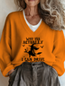 V Neck Halloween Loose Casual Sweater