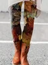 Casual Maple Leaf Tight Leggings