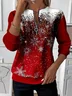 Women's Christmas Print Casual Zipper Long Sleeve Sweatshirt