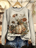 Crew Neck Printing Casual Loose Sweatshirt