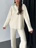 Women's Embossed Plain Daily Going Out Two-Piece Set Apricot Casual Spring/Fall Top With Pants Matching Set