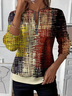 Women's Abstract Print Casual Zip-Up Long Sleeve Sweatshirt