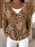 Floral V Neck Boho Loose Cardigan