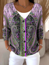 Ethnic Vintage V Neck Cardigan