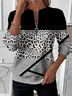 Women's Abstract Print Casual Zipper Long Sleeve Sweatshirt