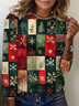 Women's Long Sleeve T-shirt Spring/Fall As Picture Christmas Printing Jersey Crew Neck Daily Going Out Casual Top