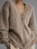 Thickened Imitation Mink Knitted Cardigan 2025 New Lazy Style Design Loose Temperament V-neck Sweater Cardigan