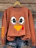 Women's Thanksgiving Turkey Print Casual Crew Neck Sweatshirt