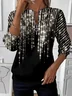Women's Abstract Print Casual Zip-Up Long Sleeve Sweatshirt