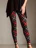 Women's Christmas Plaid Print Casual Leggings
