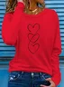 Women's Long Sleeve T-shirt Spring/Fall Red Christmas Printing Jersey Crew Neck Daily Going Out Casual Top