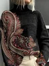 Women's Ethnic Pattern Print Casual Turtleneck Long-Sleeved Sweater