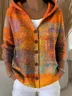 Women's Abstract Print Hooded Button Cardigan