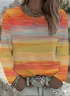 Women's Long Sleeve T-shirt Spring/Fall Orange Abstract Printing Jersey Crew Neck Daily Going Out Casual Top