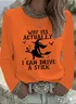 Women's Long Sleeve T-shirt Spring/Fall Orange Halloween Printing Jersey Crew Neck Daily Going Out Casual Top
