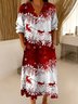 Loose V Neck Gradient Pattern Vintage Dress