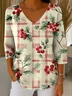 Christmas V Neck Vintage Loose T-Shirt